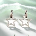 wholesale S925 Sterling Silver Five-Pointed Star Pendant Ear Hoops with Micro-Inlaid Zirconia Star Earrings, Exuding a Sense of Understated Luxury and Sophistication-0-2