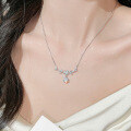 S925 Sterling Silver Moissanite Wheat Ear Bloom Pendant Necklace-0-1