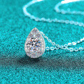 S925 Sterling Silver Moissanite Necklace with Teardrop Pear Pendant, Elegant and Versatile-0-0