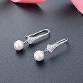 wholesale S925 Sterling Silver Pearl Earrings for Women, Fashionable and Lightly Luxurious Diamond-Encrusted Skirt Hem Earrings for Wholesale-0-2