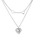 wholesale S925 Sterling Silver Fashion Double Layer Heart Letter Necklace European and American Style Personalized Design Pendant Necklace for Women-0-4