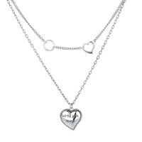 wholesale S925 Sterling Silver Fashion Double Layer Heart Letter Necklace European and American Style Personalized Design Pendant Necklace for Women-129L/approximately 15.7g 925 silver