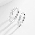 wholesale 925 Sterling Silver Knot Open-Ended Couple Rings, Minimalist Ins Style Niche Design Unisex Matching Bands for 520 Festival Gift-0-3