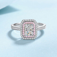 wholesale S925 Sterling Silver New One-Carat Square-Cut Moissanite Ring Sweet Style Popular Gift for Girlfriend in Stock-5x7M Zircon (Radiant Cut) 19