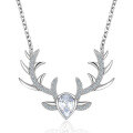 wholesale S925 Sterling Silver Cross-Border Women's Necklace Wholesale Korean Style Fashion Personalized "Deer with You" Pendant Collarbone Chain Drop Shipping-0-4