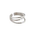wholesale S925 Sterling Silver Korean Style Personalized Silver Ring, INS Niche Minimalist Three-Line Design Plain Circle Ring for Women-0-4