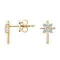 Sterling Silver Cross Moissanite Earrings, Trendy Commuter Style, Minimalist Design-0-3