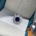 Metal Blue Sapphire Sunflower Earrings, Korean Style Light Luxury Studs-0-2