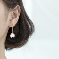 wholesale S925 silver earrings for women, Korean-style small fresh and elegant ice crystal flower, girly heart ear drops, ear accessories G2973-0-1