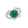 wholesale S925 Sterling Silver Women's Ring with Small Niche, Unique, Elegant, and High-End Irregular Hollow Line Design Featuring White Agate-0-5