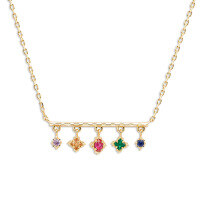 wholesale S925 silver gold-plated Japanese niche design retro-style colorful collarbone necklace for autumn new arrivals-Purple zirconium + champagne zirconium + red corundum + green nano + blue corundum necklace>925 silver