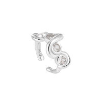 wholesale S925 Sterling Silver with Irregular Line Wrapping and Diamond Inlay Design, Minimalist and Unique Ins Style Ear Clips for Women-Platinum White Stone [Single] 925 Silver