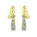Sterling Silver Moissanite Butterfly Earrings with Elegant Tassels-0-5