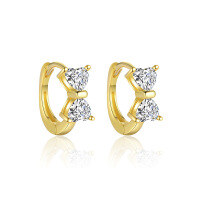 wholesale S925 Sterling Silver Rhinestone Light Luxury Earrings Set, Ultra Sparkling And Minimalist For Women-E4806-Gold/Pair 925 Silver