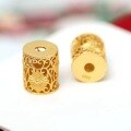 wholesale Wholesale S925 Silver Antique Gold Hollow Barrel Bead Heart Through Hole DIY Accessories for Bracelet Necklace Stringing-0-0