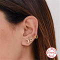 wholesale S925 Sterling Silver Moon Threaded Earring with Diamond, Cross-Border Bestseller, Minimalist Ear Bone Stud-0-3