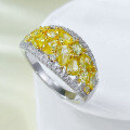wholesale S925 Silver Ring Light Luxury Ins High-End Micro-Set Zirconia High-Carbon Diamond Yellow Diamond Ring Women Full Diamond Elegant Versatile-0-1