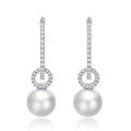 wholesale S925 Sterling Silver 100 Pearl Earrings Luxury Micro-Inlaid Ins Women's Earrings Live Stream Best Seller-0-5
