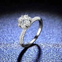 Sterling Silver D Color Moissanite Ring, 1 Carat, Multiple Styles-1 carat (eight hearts and eight arrows zircon)  11 yards