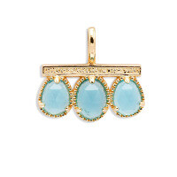 wholesale Sterling Silver London Blue Vintage Three-Stone Pendant, DuLi Jewelry 24 Autumn New Collection, Limited Japanese Edition Niche Design-Pendant (without chain) 925 silver