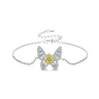 wholesale S925 Sterling Silver Moissanite Butterfly Intricate Craftsmanship Premium Edition Bracelet Cross-Border Hot-Selling Jewelry High-End Gift for Best Friend-1 carat yellow moissanite bracelet 925 silver