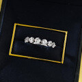 wholesale S925 Silver Plated Fashion 7 Small Diamond Half Diamond Eternity Band Ring, Versatile for Daily Wear, Cross-Border Fast Selling,Ins Style-0-2