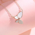 wholesale 925 Sterling Silver White Mother-of-Pearl Butterfly Necklace, New Women's Small Exclusive Design Sense Light Luxury Collarbone Chain for Girlfriend-0-3