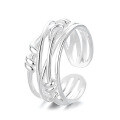wholesale S925 Sterling Silver Korean-style Minimalist Irregular Line Wrapped Viral Versatile Open Ring-0-4