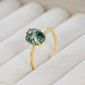 wholesale S925 Sterling Silver Gold-Plated Japanese Stylish Niche Design Ring with Natural Moss Agate for Women-0-2