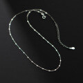 wholesale S925 Silver Necklace for Women, Korean Style, Elegant and Minimalist Side Chain, Unique Square Pendant, Sweet Collarbone Chain D8832-0-2