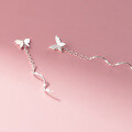 wholesale S925 Sterling Silver Fresh and Sweet Ins Style Small and Unique Design Exquisite Butterfly Wave Ear Thread M06706-0-4