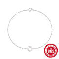 wholesale S925 Sterling Silver Geometric Minimalist Diamond-accented Circle Bracelet for Women-0-6