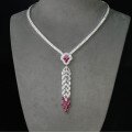 wholesale Metal material: 925 silver gold-plated Pendant chain with high-carbon diamond pigeon blood red high-end jewelry luxury banquet women's necklace-0-0