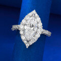 wholesale Metal material first: 6*12 Marquise White Diamond Ice Flower Cut Engagement Ring for Women,Ins,-0-2