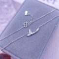 wholesale [] Maker S999 Silver Fish Tail Playful Inlaid Diamond Necklace, Fashionably Minimalist, Unique Niche Design, High-End Sense Collarbone Chain-0-1
