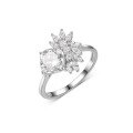 wholesale S925 Silver Plump Square Moissanite Ring with Petal Halo Design, Eye-Catching and Sparkly, Women's Best-Seller-0-4