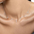 wholesale S925 Sterling Silver Necklace, Ins Style Light Luxury Advanced Sense Collarbone Chain for Women, Star and Moon with Diamond Inlay, Versatile Chain-0-3