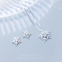 wholesale S925 Sterling Silver Christmas Series Fresh Snowflake Sweet Earrings for Women, Simple Diamond-Inlaid Elegant Accessory E0104-1-S925 Silver Earrings 925 Silver