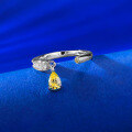 wholesale S925 Silver New Live Stream New Ring 4*6 Yellow Teardrop Diamond Open Adjustable Ring Minimalist Style-0-1