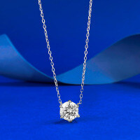wholesale S925 Sterling Silver 90mm Round Diamond Six-Prong White Gold Plated Necklace, Fashion-Forward and Versatile for Cross-Border Live Streams-N497 White Round Diamond Necklace 925 Silver