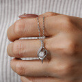 Sterling Silver 50-Point Moissanite Pendant Necklace for Women, Drop Shipping-0-2