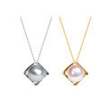 wholesale 18K Gold M Collection Series Japanese Akoya Tennyo-grade True Blue-Gray Seawater Pearl Pendant Necklace-0-4