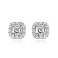 wholesale 925 Silver New 2ct Square High-Carbon Diamond Stud Earrings 7*7, Retro and Versatile Elegant Earrings for Women-0-7
