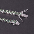 wholesale S925 Sterling Silver Light Luxury Green Gemstone Bracelet 3/4/5mm Tennis Chain with Lab-Grown Green Spinel for Women-0-4
