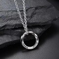 wholesale S925 silver Moebius ring necklace for men, trendy brand, versatile silver curb chain pendant necklace-0-0
