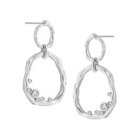 wholesale S925 Sterling Silver Minimalist Ins Dual-loop Hollow Diamond Inlaid Stud Earrings for Women-White gold [with silicone earplugs] &gt; 925 silver