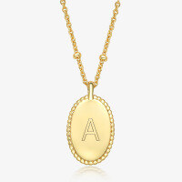 wholesale S925 Sterling Silver Women's English Letter Pendant Necklace, Minimalist Smooth Oval Collarbone Chain for Cross-Border-Letter A>925 silver