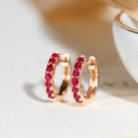 wholesale 18K Rose Gold Pigeon Blood Ruby Earrings, Simple and Elegant Row Set Natural Gemstone Stud Hoop Earrings for Daily Commute-18K white gold (sapphire)