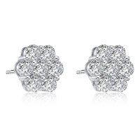Metal French Light Luxury Lady Earrings, Wholesale Direct.-Exquisite flower earrings [K white]