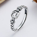 wholesale S925 Sterling Silver Retro Craft Double Letter Ring, Minimalist Fashion Hip Hop Style Versatile Women's Band-0-1